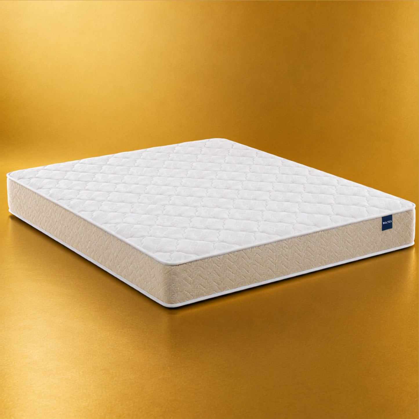 Matelas_Bultex_Easy_Start_vue_trois_quarts_sur_fond_dore