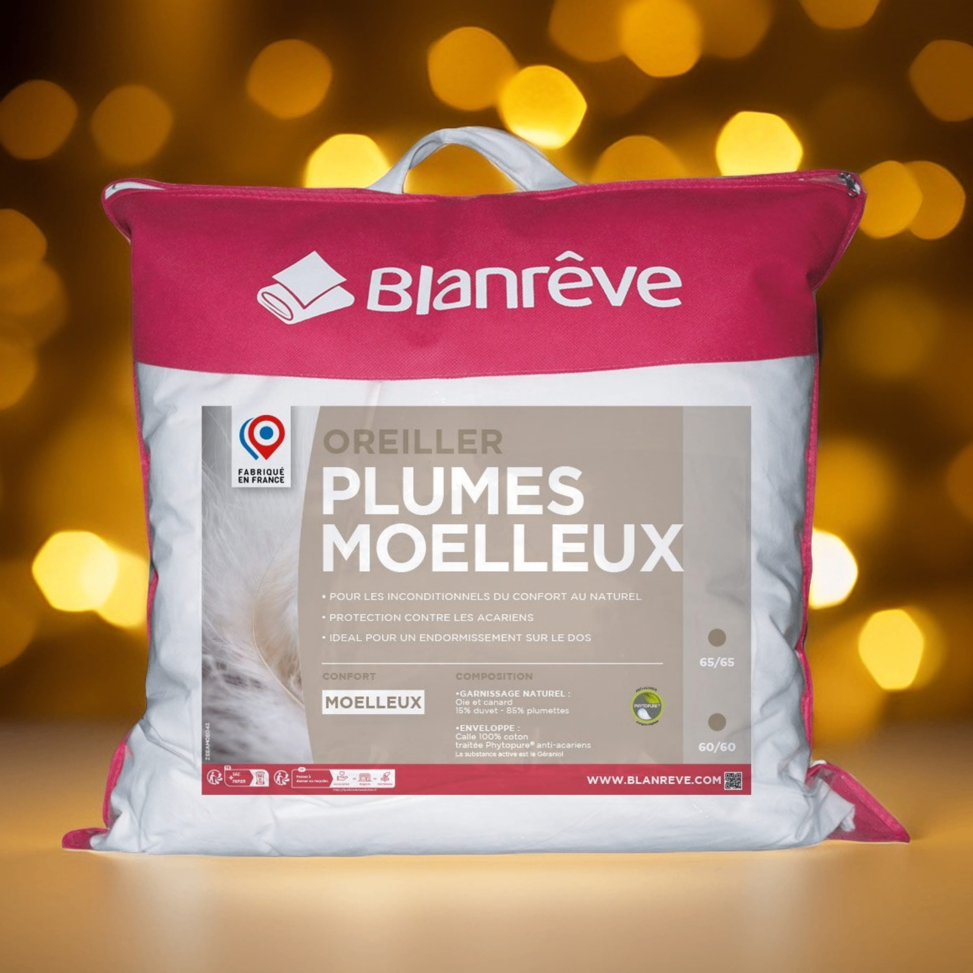 Oreiller Plumes Anti-acariens BLANRÊVE - Centrale literie